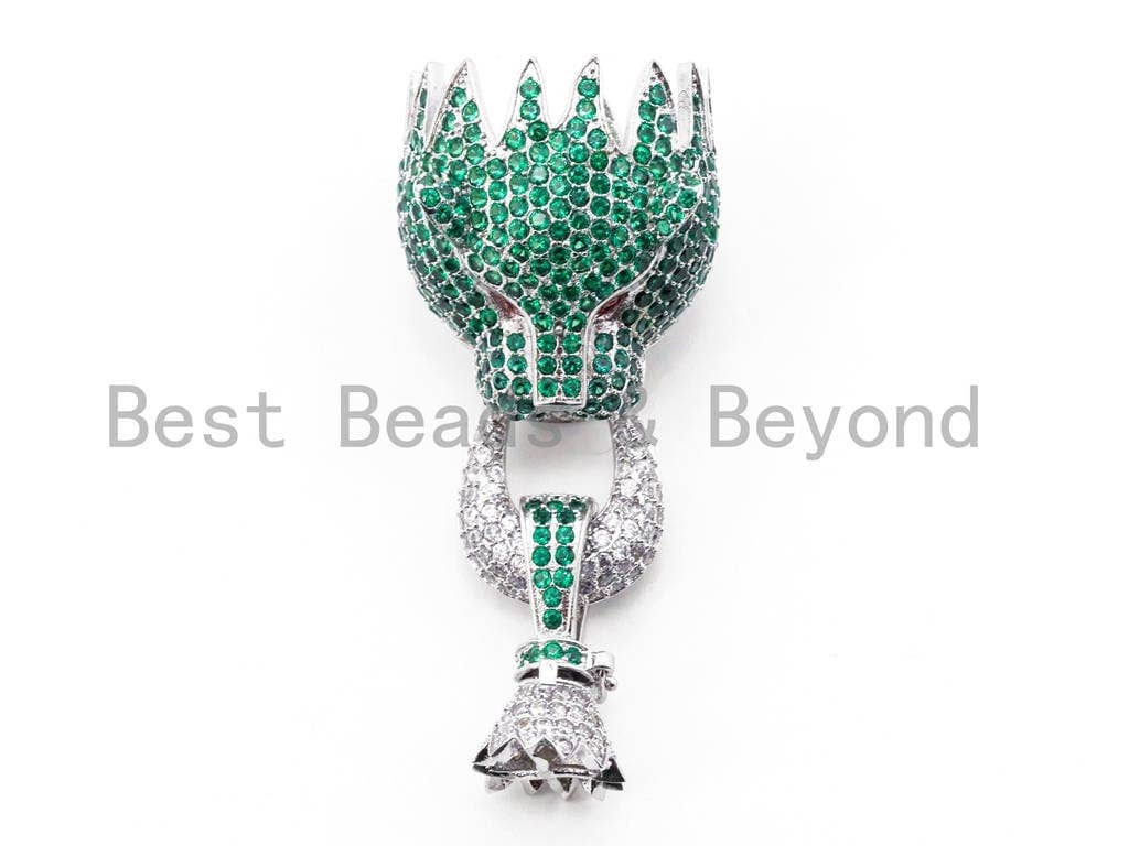 CZ Micro Pave Clasp, Panther Cubic Zirconia Clasp, 52x24x19mm, Sku#K47