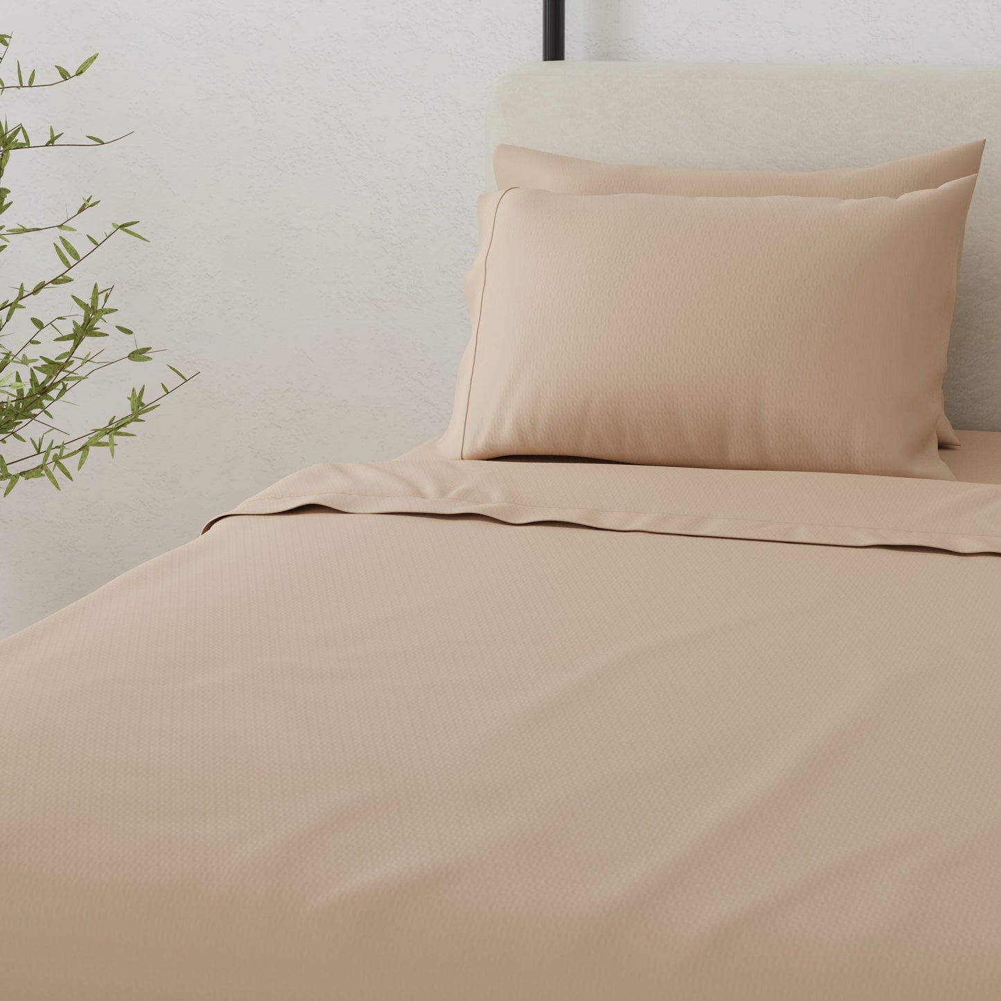 Omne Sleep 4-Piece Khaki Brushed Microfiber Queen Hypoallergenic Sheet Set