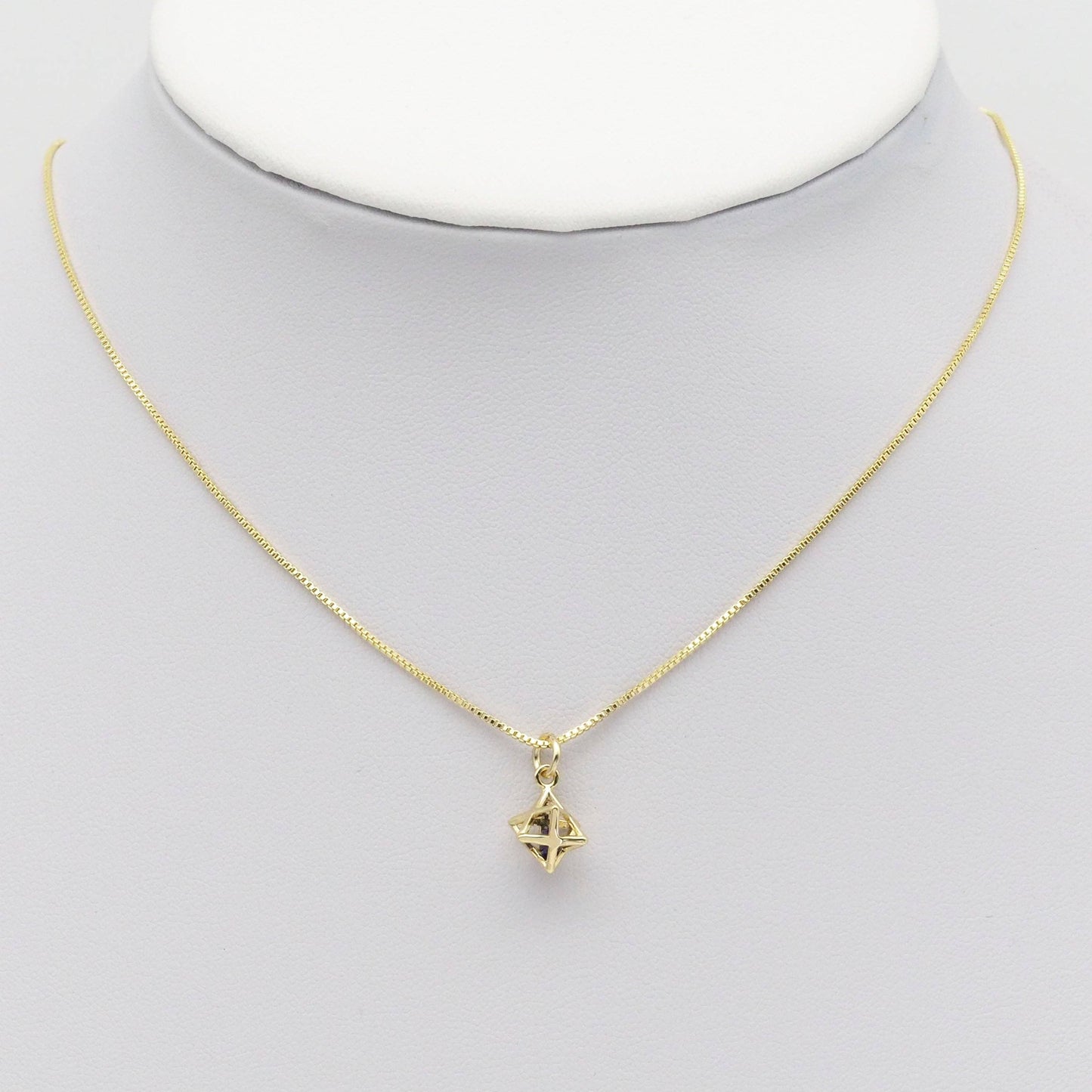 CZ Gold 3D Star Cage with Rolling Black Clear Diamond Charm, Sku#ZX157