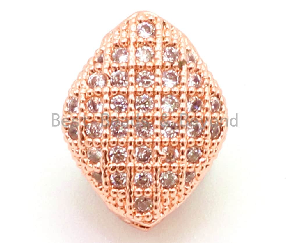 CZ Micro Pave Puffy Marquise Spacer Beads with Clear Crystal for Bracelet/Necklace,Cubic Zirconia Beads,Bracelet Charms,11mm,sku#G29