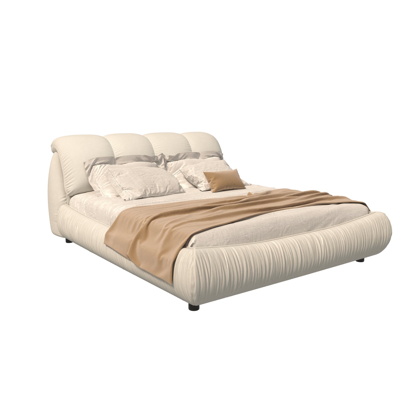 King Size Luxury Upholstered Platform Bed with Oversized Backrest
