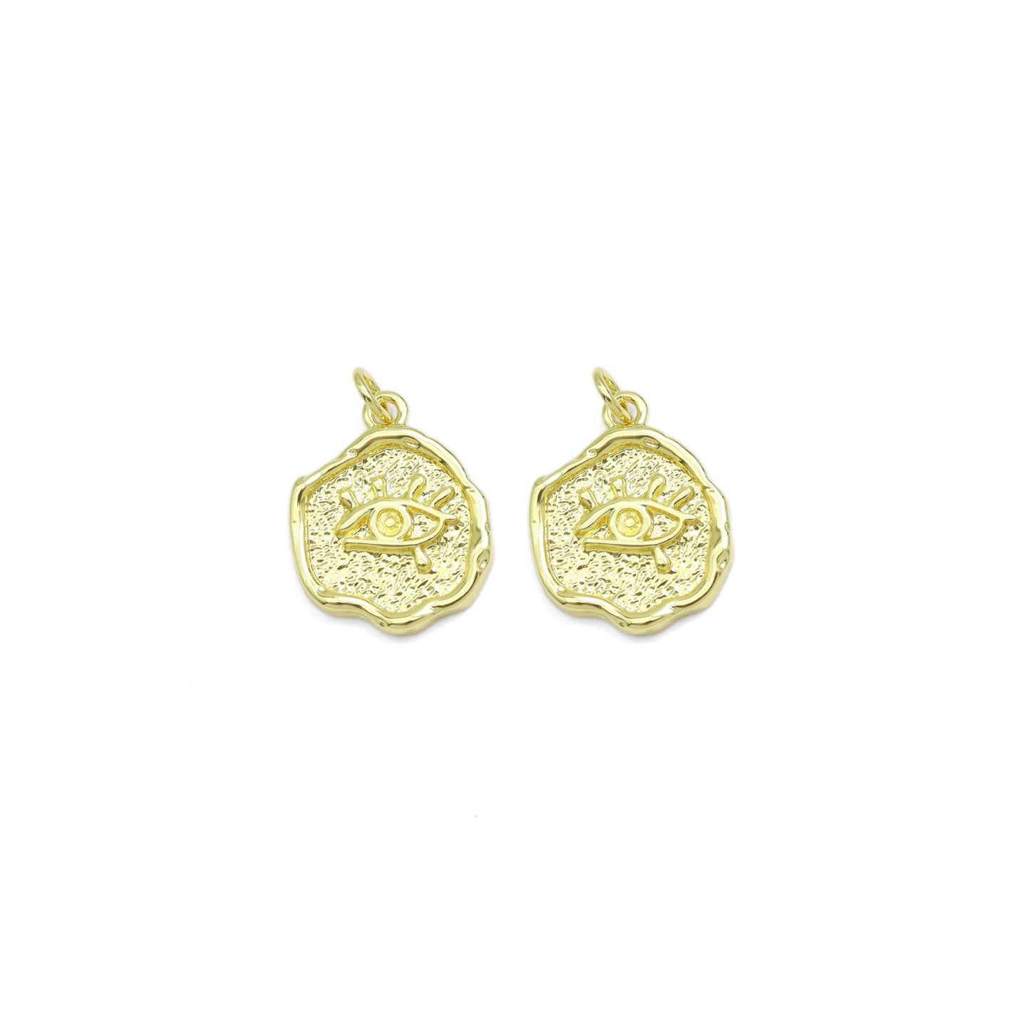 CZ Evil Eye Gold Coin Charm, Sku#LK927