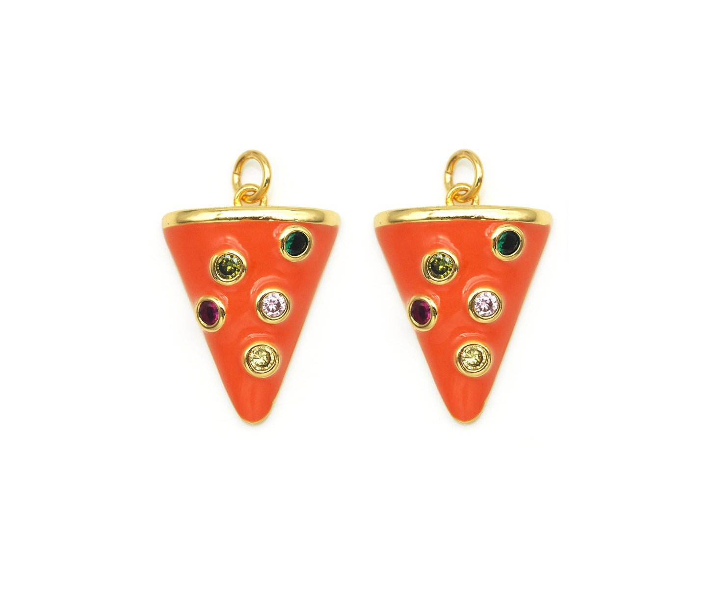 CZ Enamel Tirangle Charm, Sku#LK588