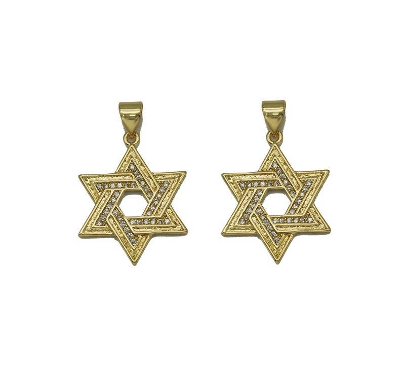 Gold CZ Hexagram Charm, Sku#LX73