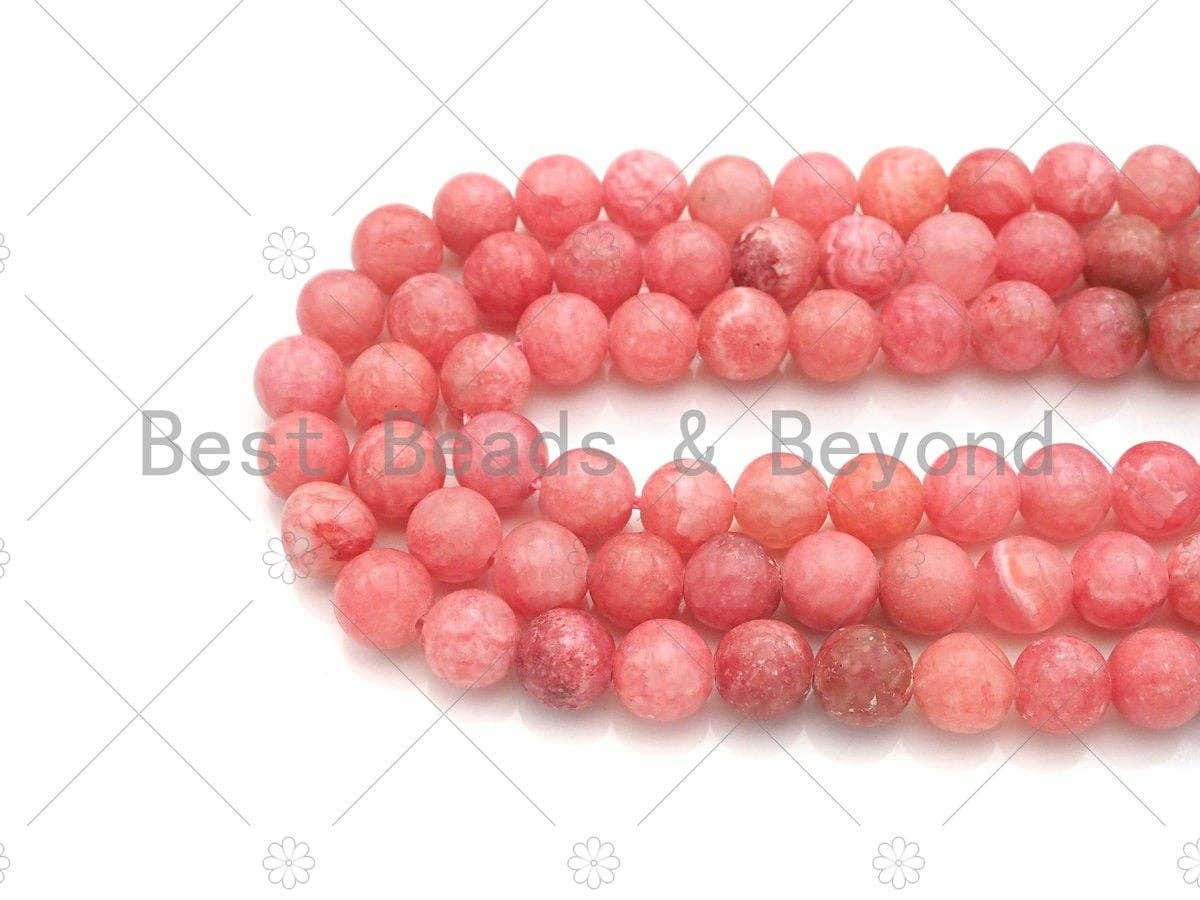 High Quality Rhodochrosite Jade, Round Smooth 10mm/12mm, Red Beads, 15.5" Full Strand, Sku#U981