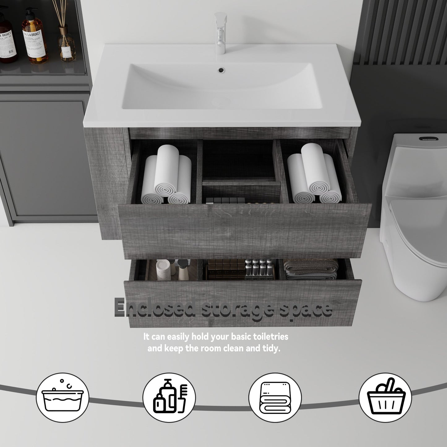 36 Inch Floating Bathroom Vanity with Sink