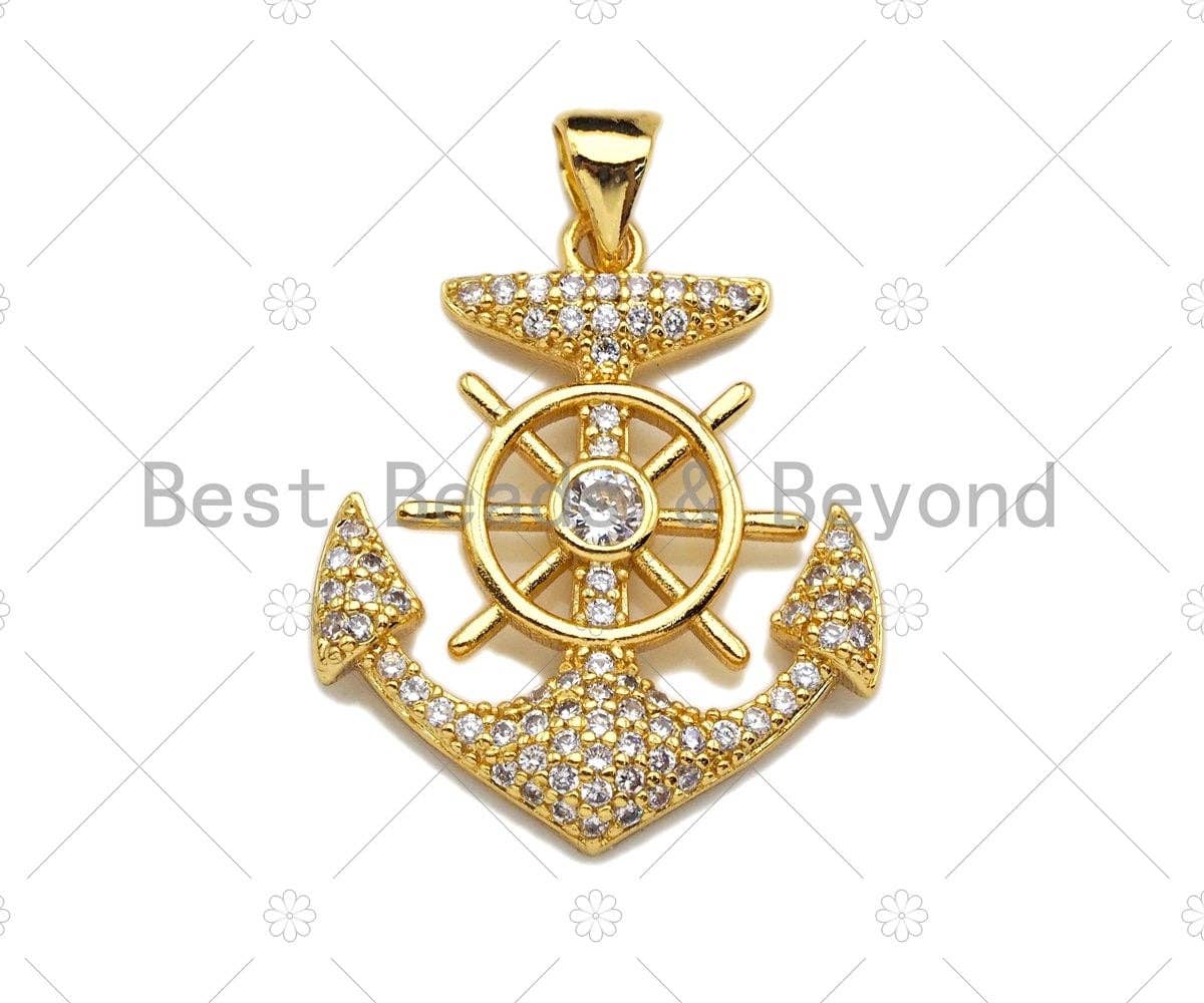 18k Shiny Gold Boat Anchor Charms, Gold Anchor Charms, Anchor Pendant, Gold Pendant, Necklace Charms, 20x24mm, Sku#LK146