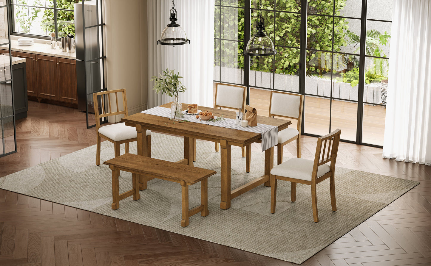 TREXM 6-Piece Farmhouse Dining Set for 6
