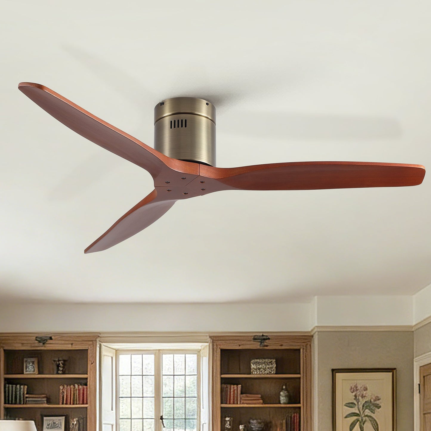 52 Inch American Farmhouse Rustic Elegance Classical Solid Wood Ceiling Fan