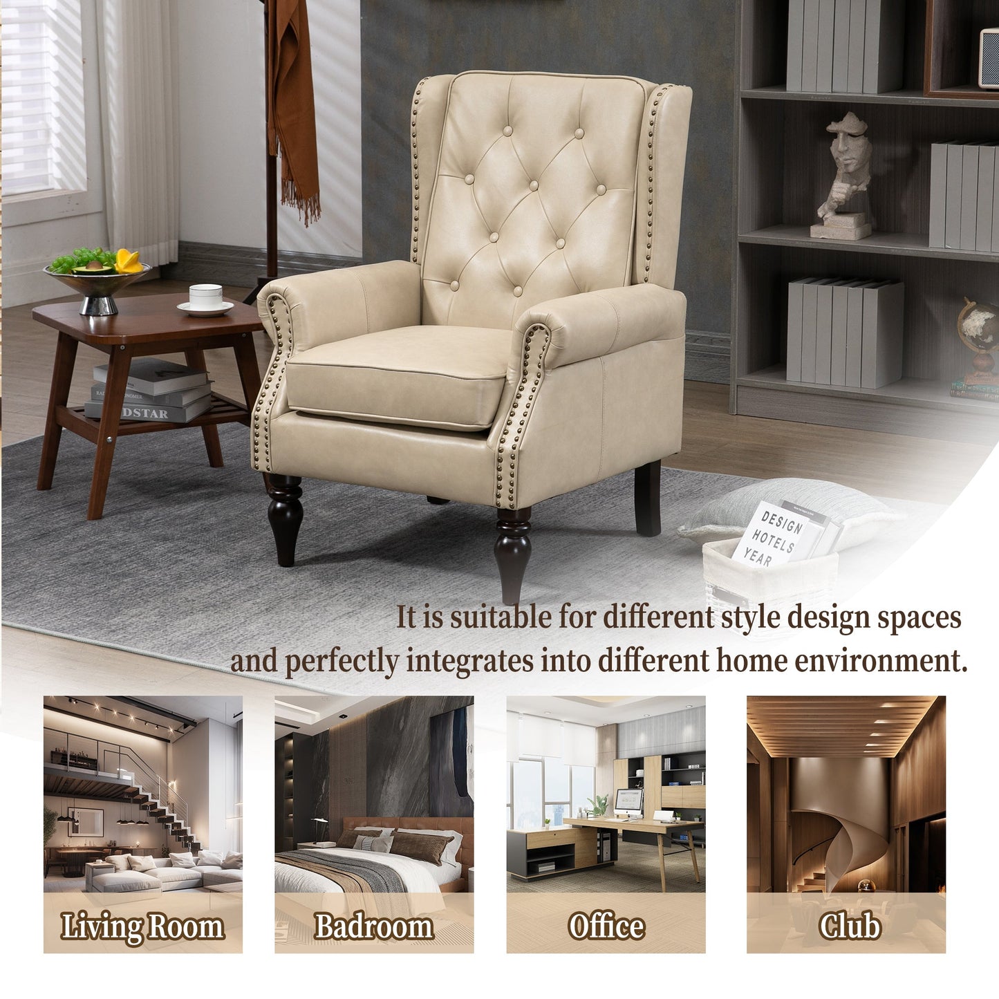 Wood Frame Armchair - Modern Accent Chair Lounge Chair