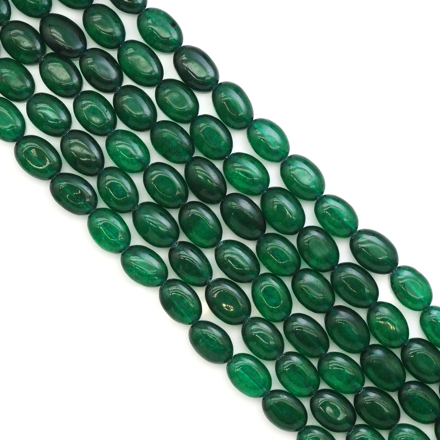 Emerald Jade in Flat Oval Smooth Beads, Sku#U1774