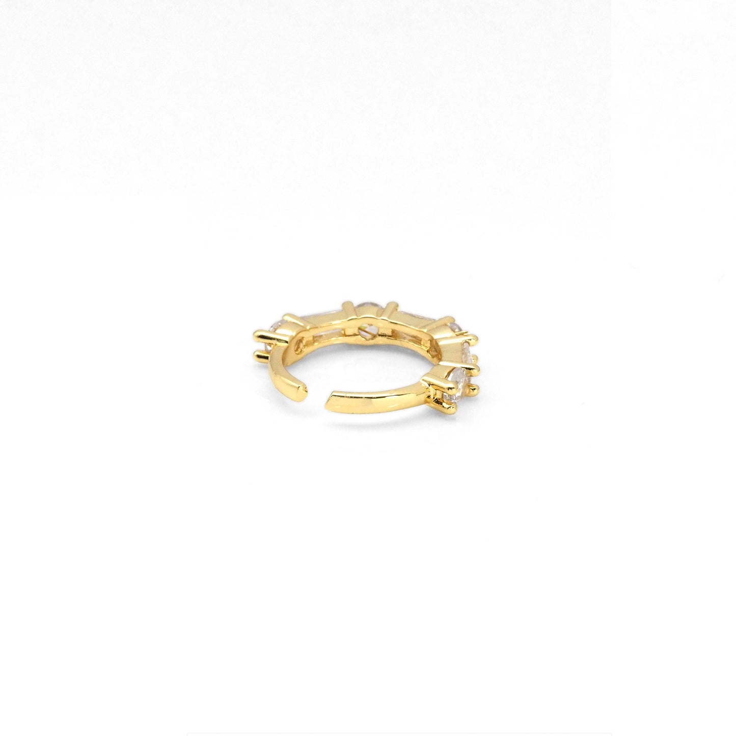 Gold Baguette Round Rectangle CZ Adjustable Ring, Sku#LX226