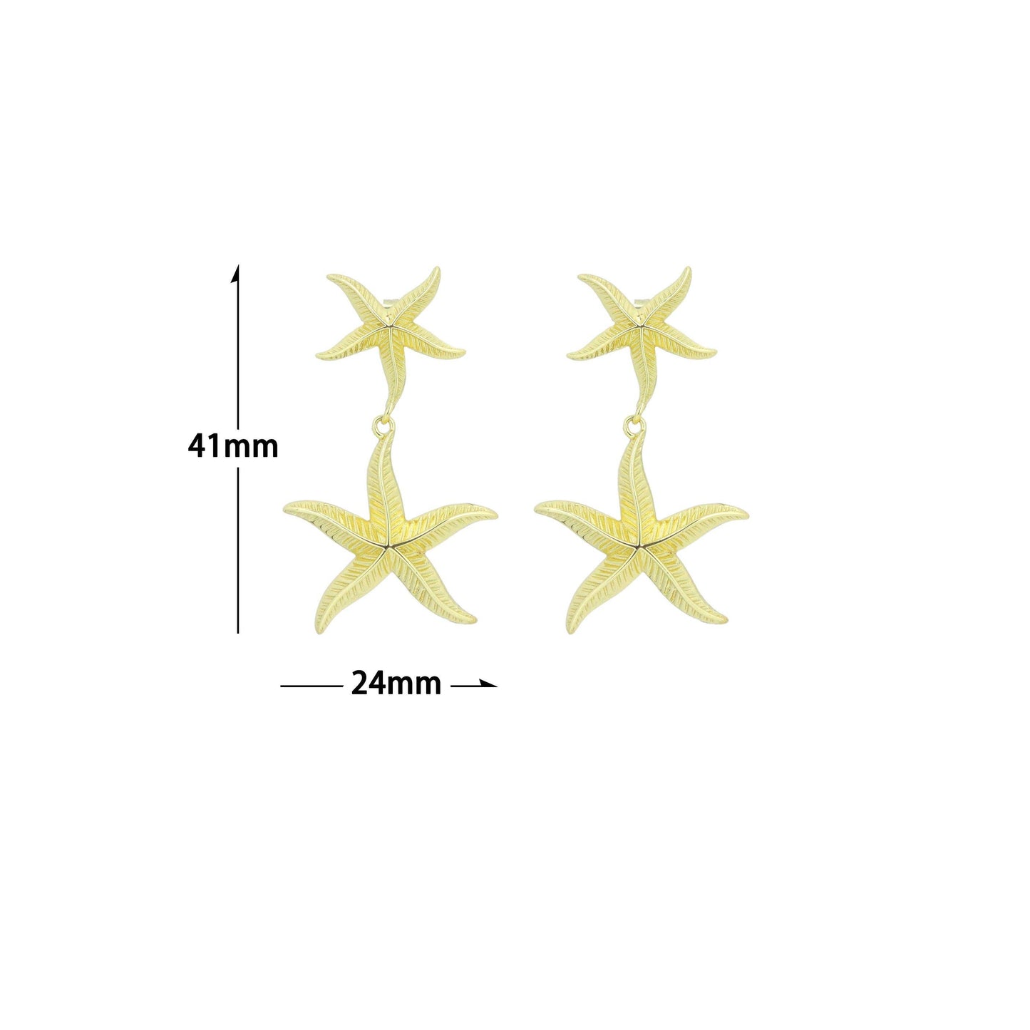 Gold Silver StarFish Earrings, Sku#A472