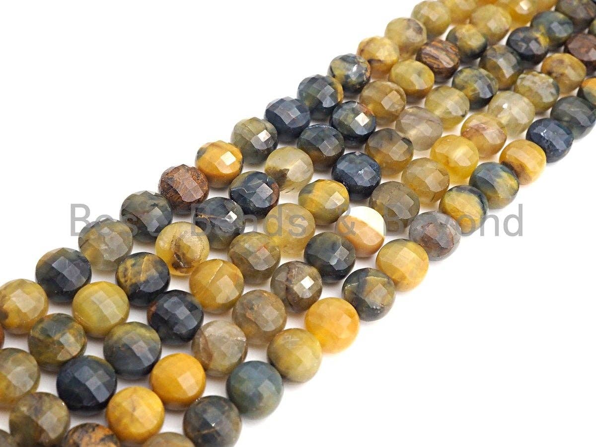 High Quality Natural Pitersite Checkerboad Cut Coin Shape beads, 6mm/10mm Turtle Shell Cut Pitersite Beads, 16" Full strand, sku#UA53