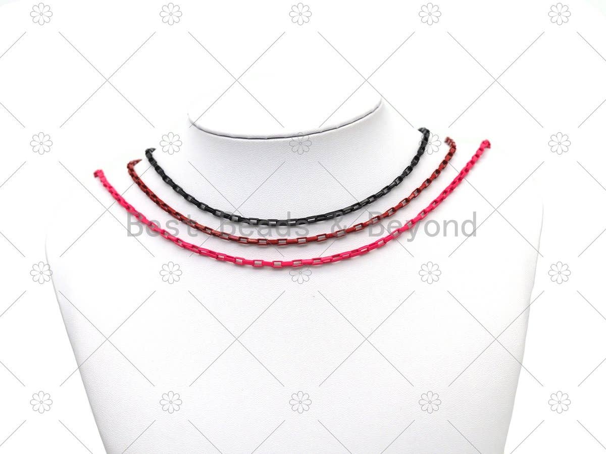 16''/18" Thin Enamel Box Chain Necklace, Sku#EF85