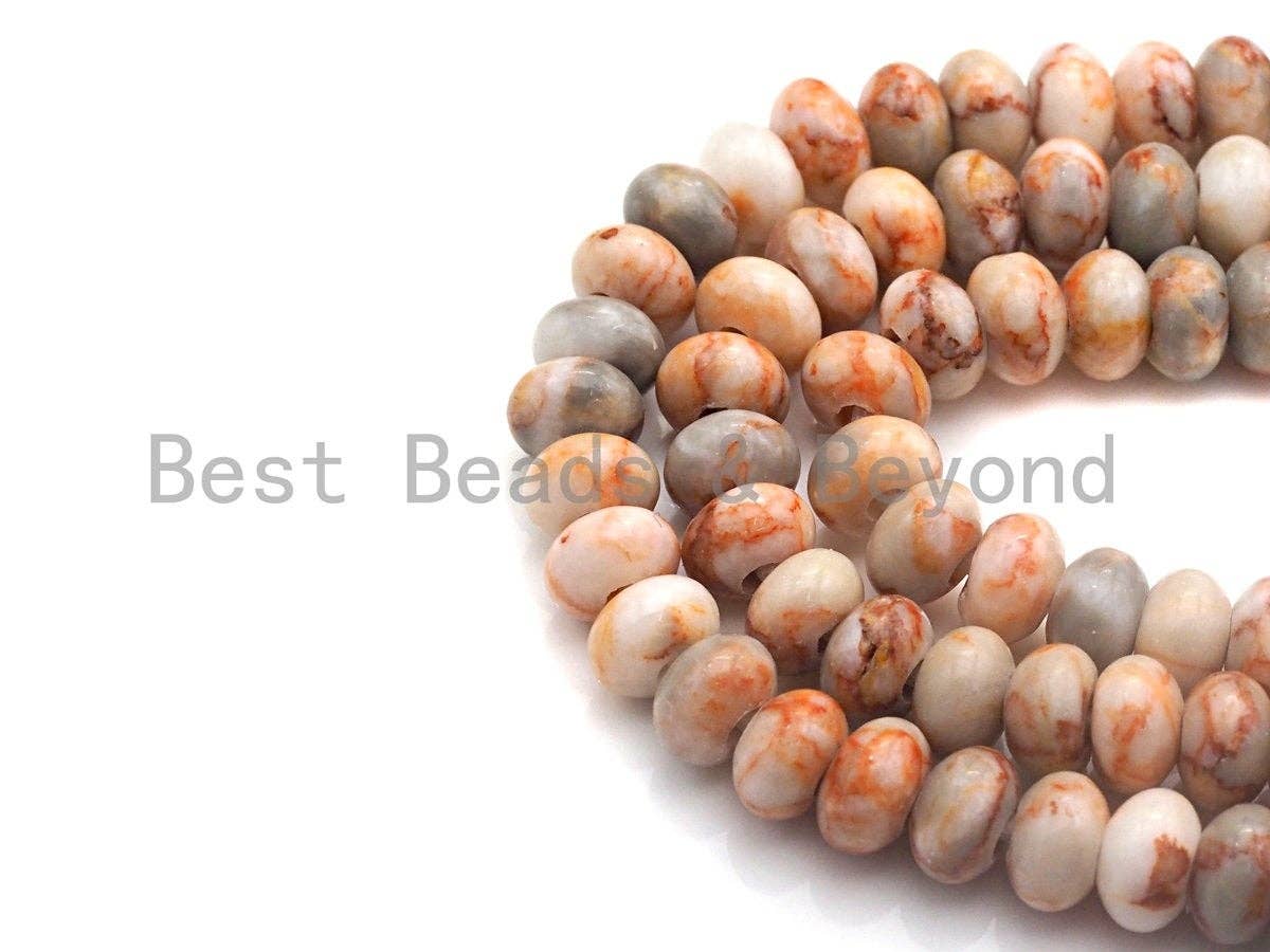 2mm Large Hole Natural Red Network Jasper Beads, Rondelle Smooth 6x10mm/5x8mm, 8" Long Strands, sku#U705