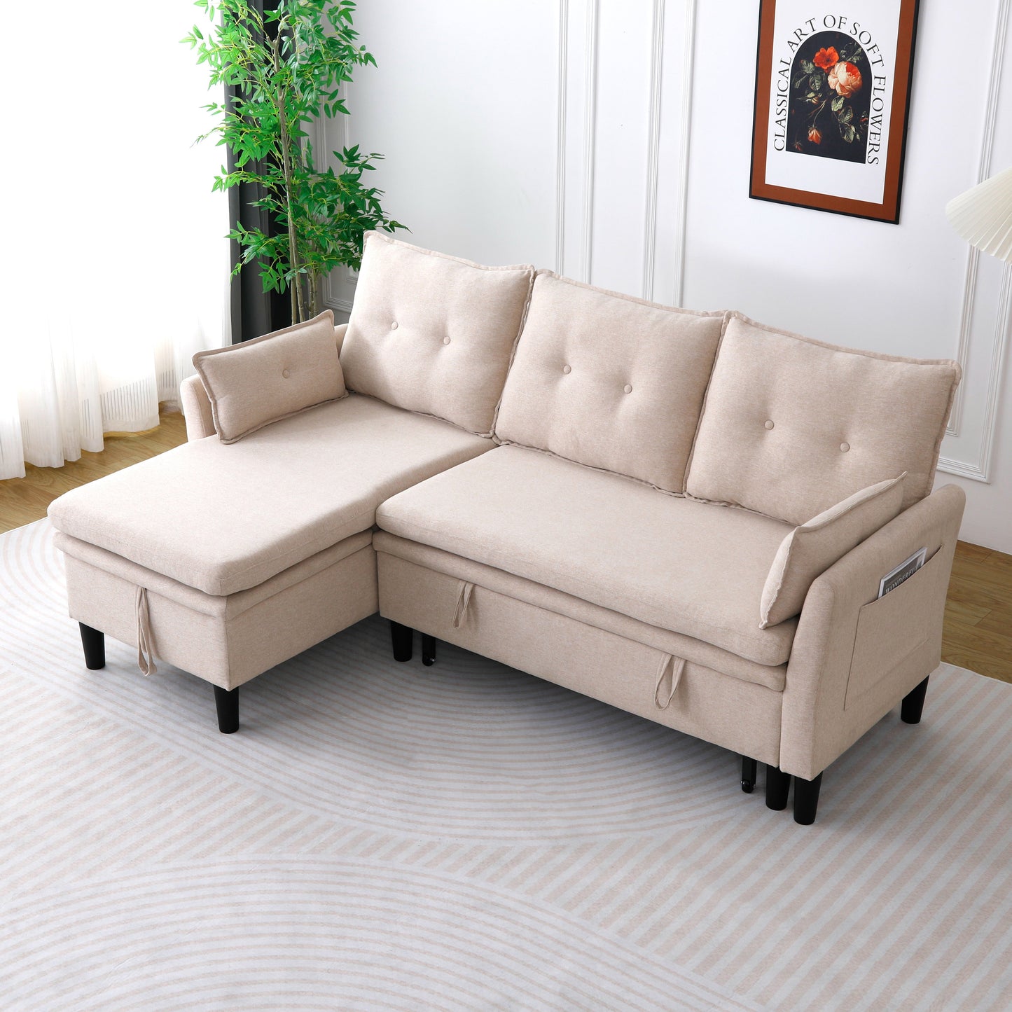L-Shaped Reversible Chaise Sectional Sofa with Storage