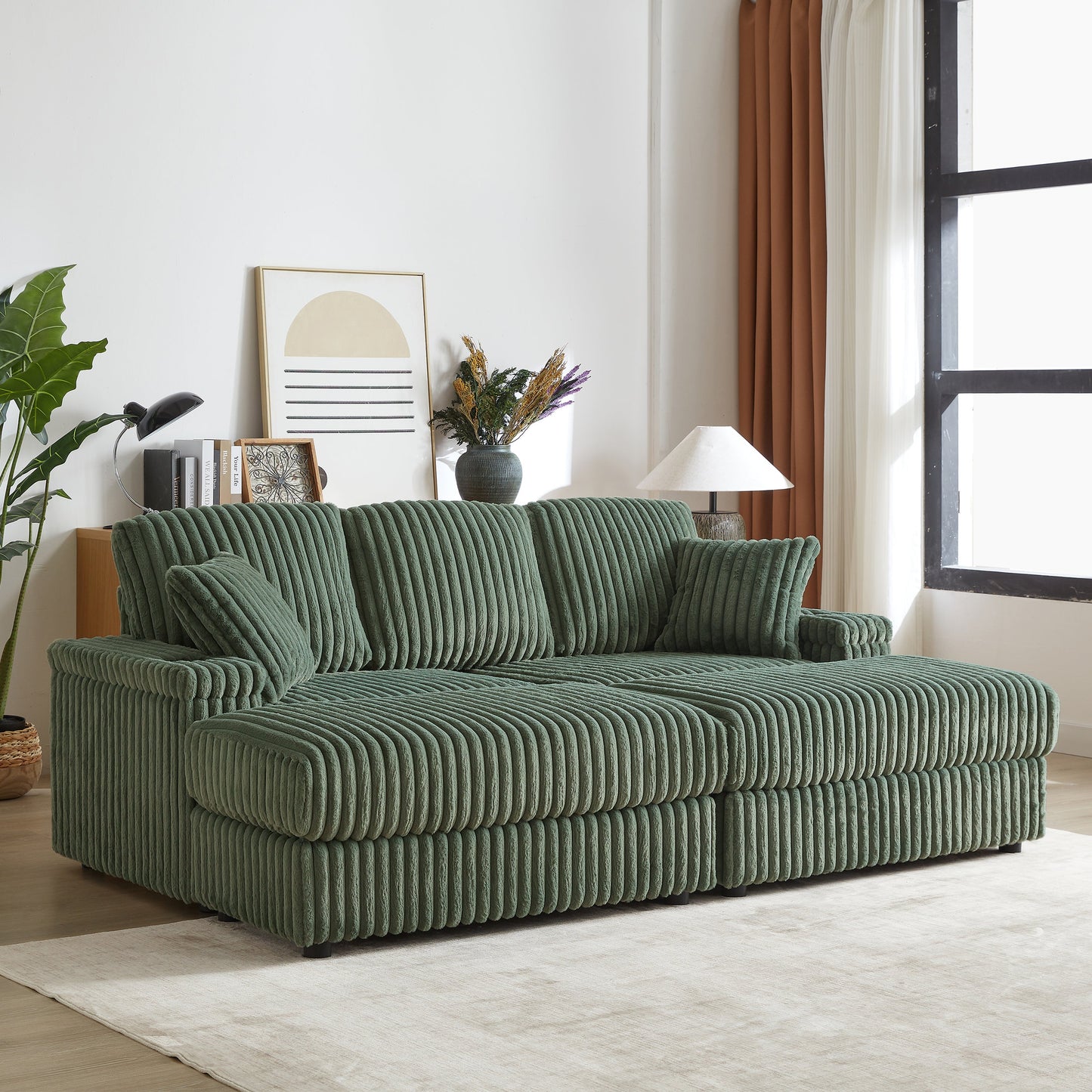 84-Inch Corduroy 3-Seater Sofa