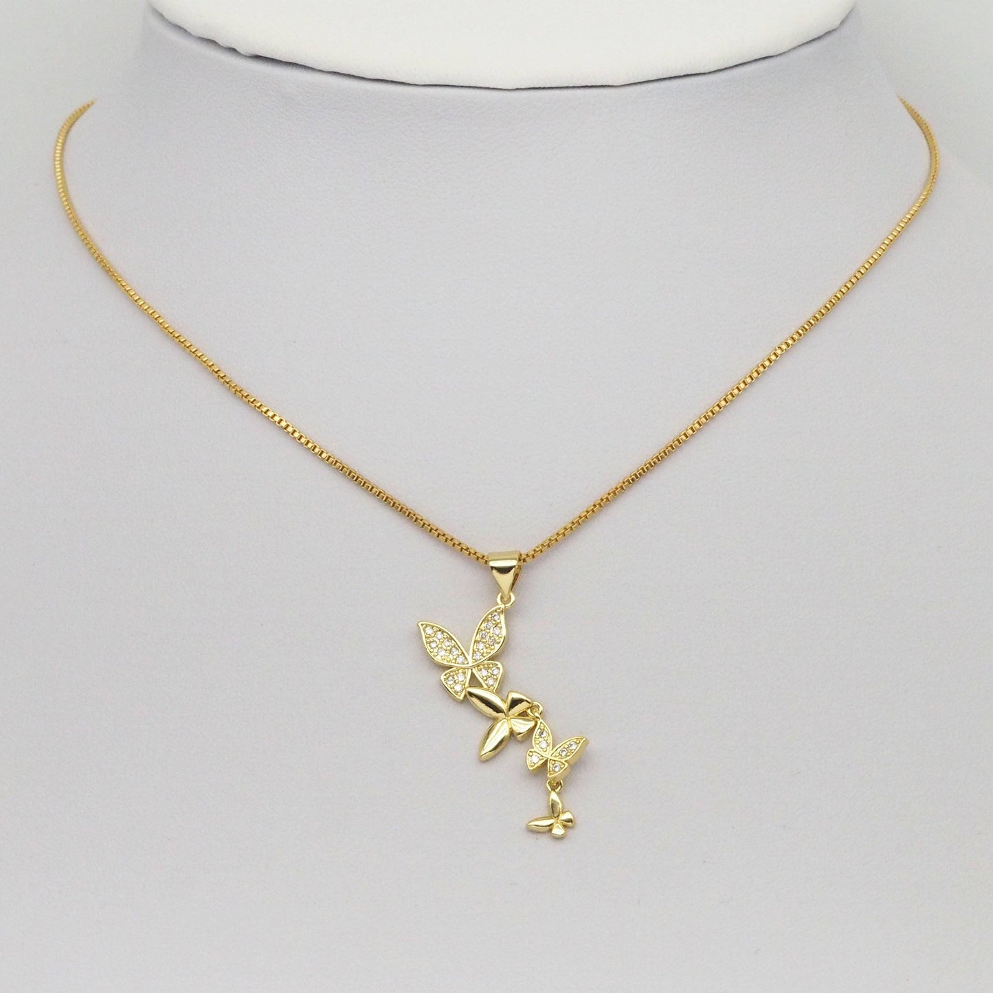 Gold CZ String Butterfly Charm, Sku#JL185