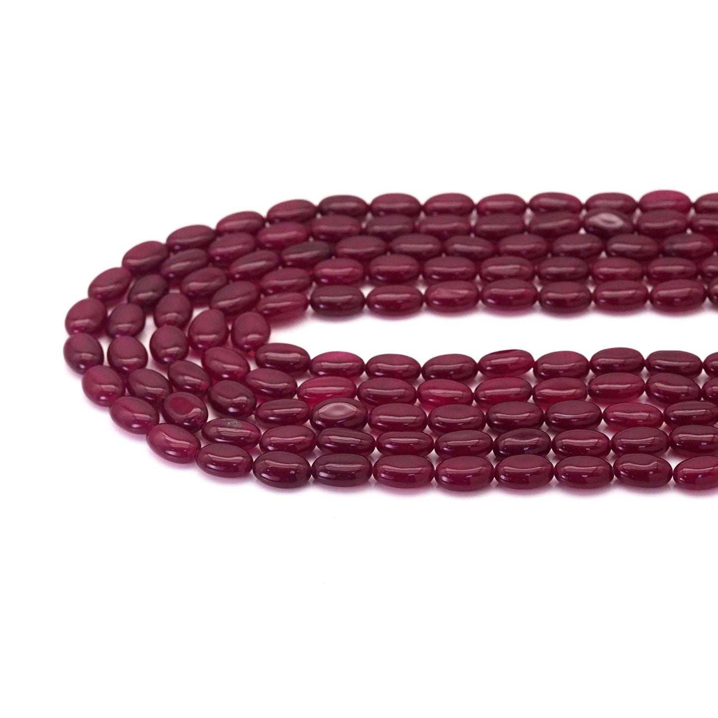 Ruby Jade in Flat Oval Smooth Beads, Sku#U1773
