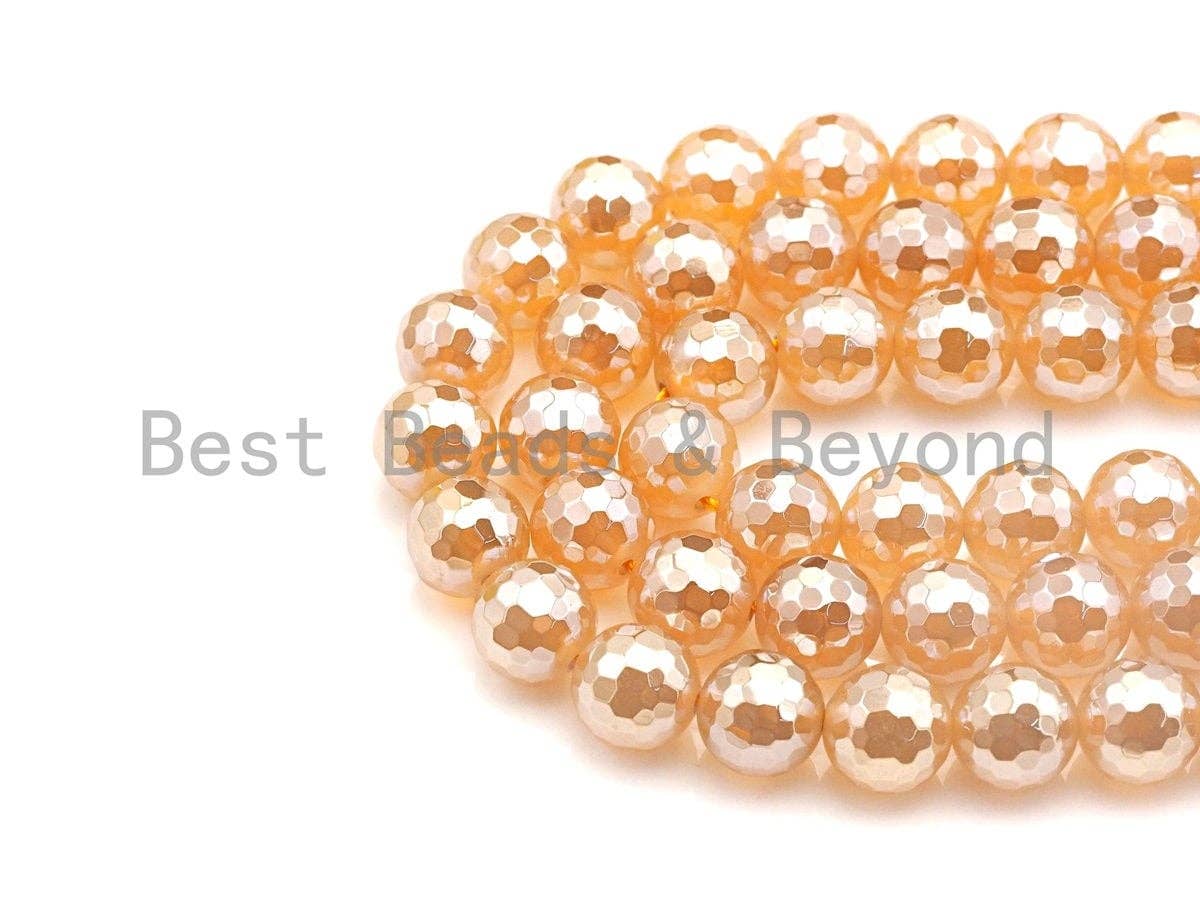 Mystic Faceted Agate Beads,6mm/8mm/10mm/12mm Gold Champaign Color Agate Gemstone Beads, 15.5" Full Strand, Sku#U688