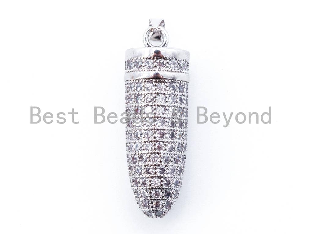 White CZ Micro Pave Bullet Pendant/Charm, sku#L36