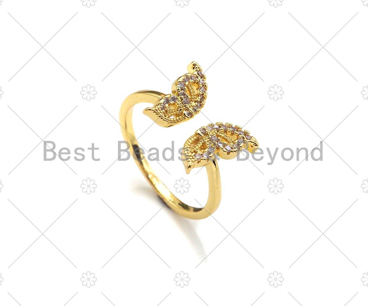 CZ Butterfly Adjustable Ring, Sku#JL23