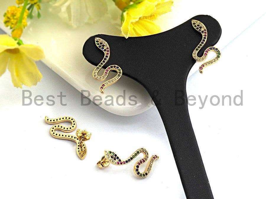 CZ Micro Pave Rainbow Naja Naja Atra Earring, Sku#J124