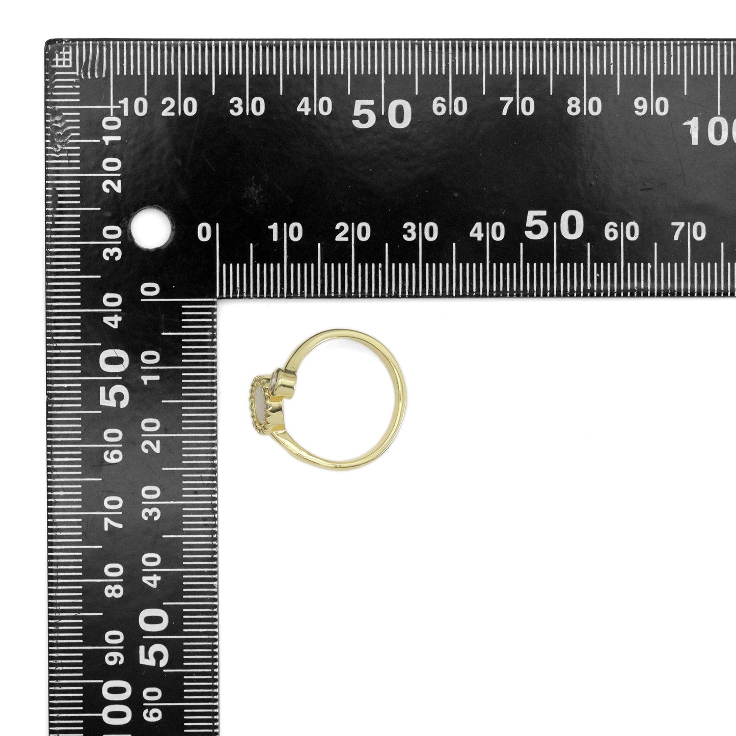 Mother of Pearl CZ Dots Adjustable Ring, Sku#LX478