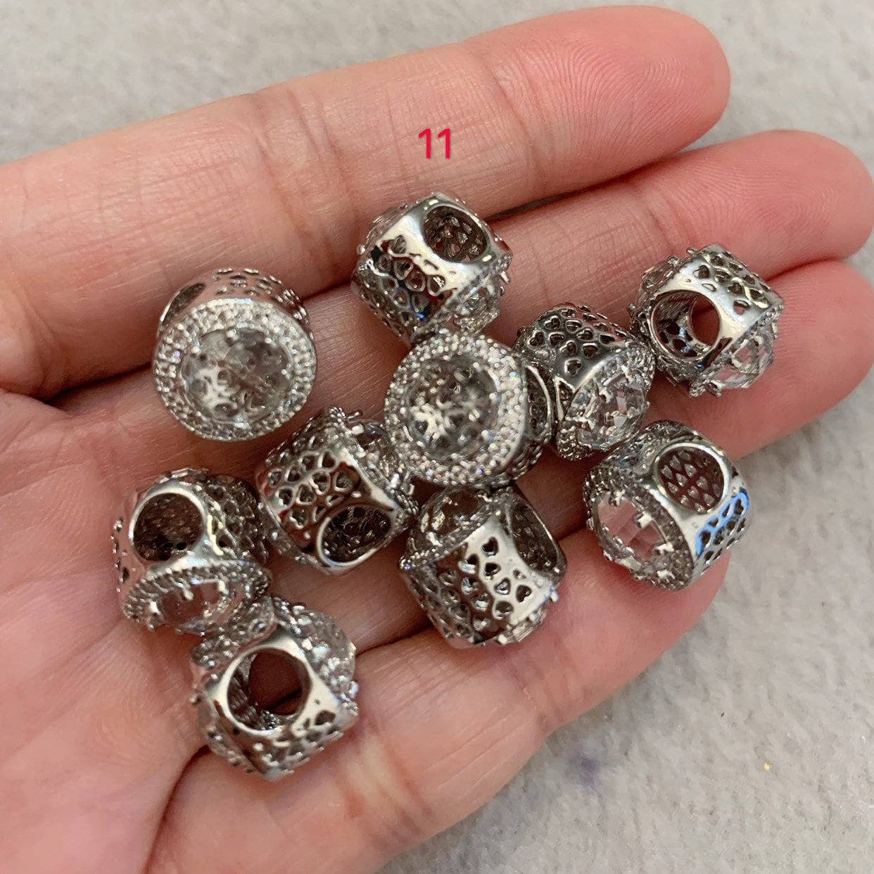 CZ Micro Pave Large Hole Spacer Beads,  Black/Red/Green/Purple/Cobalt Color Cubic Zirconia Spacer Beads,11*13mm, sku#G273