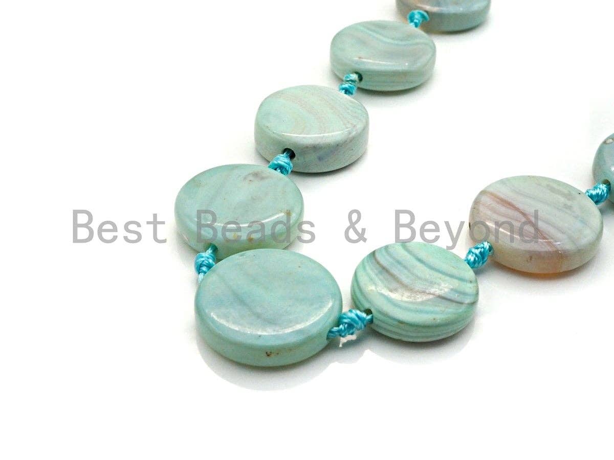 25mm/30mm Natural Blue Agate Coin Shape Spacer Beads,  1pc/9pc/11pc, sku#U881