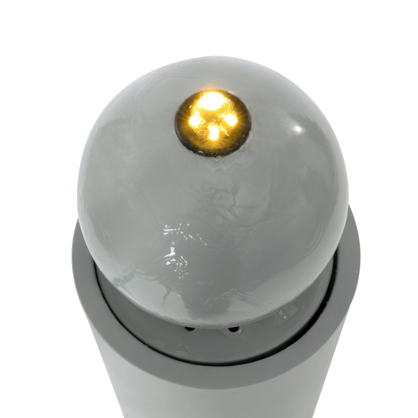 34.25"H Light Gray Metal Sphere-Top Fountain with LED Lights