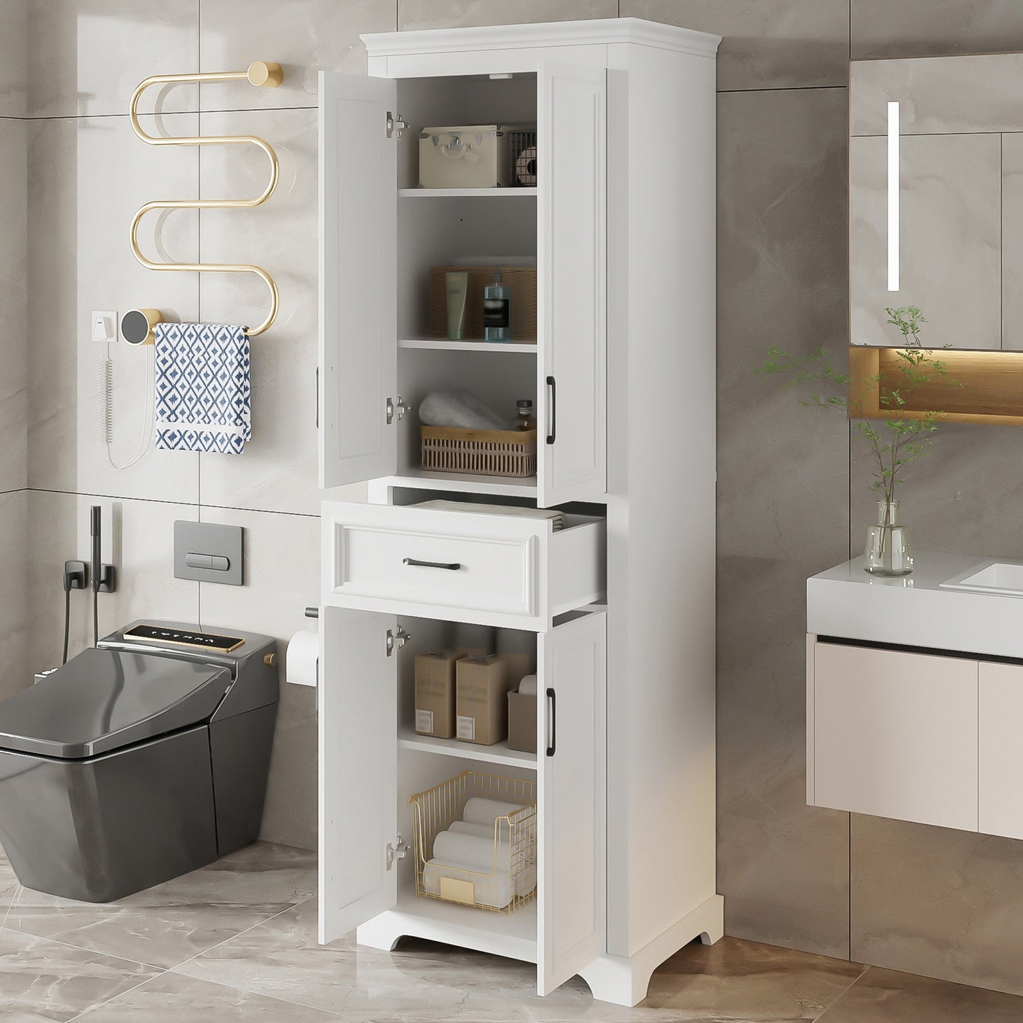 70.8" Freestanding Bathroom Vanity with Modern Elegant Design