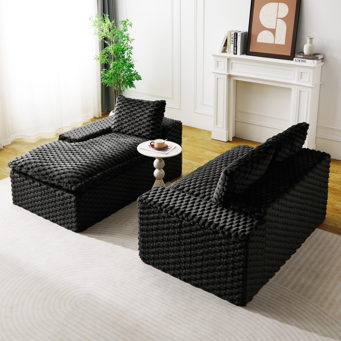 Black Turtle Velvet Versatile Sofa
