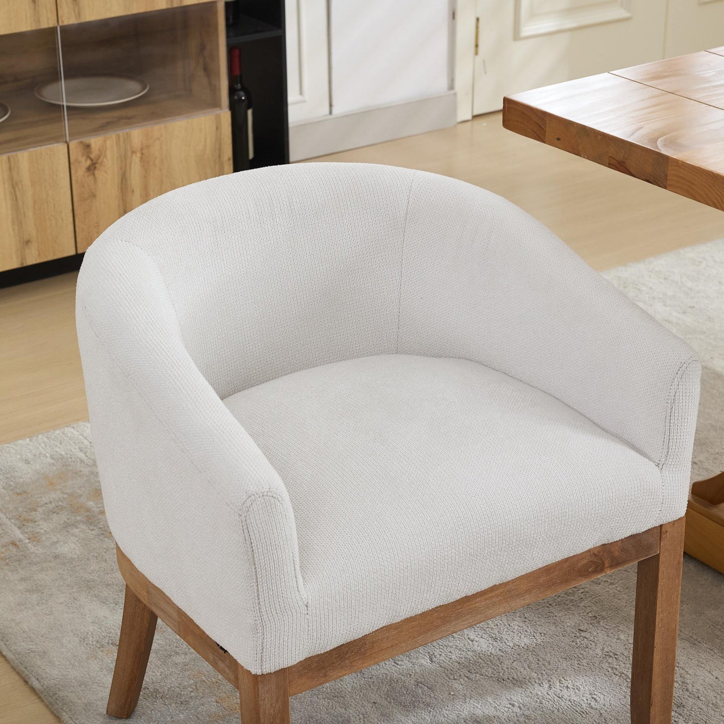 Mid Century Modern Upholstered Barrel Dining Chairs