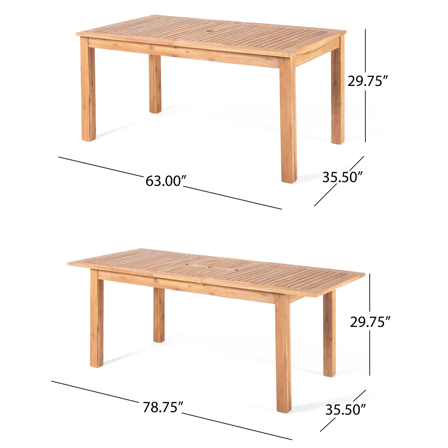Outdoor Expandable Acacia Wood Dining Table