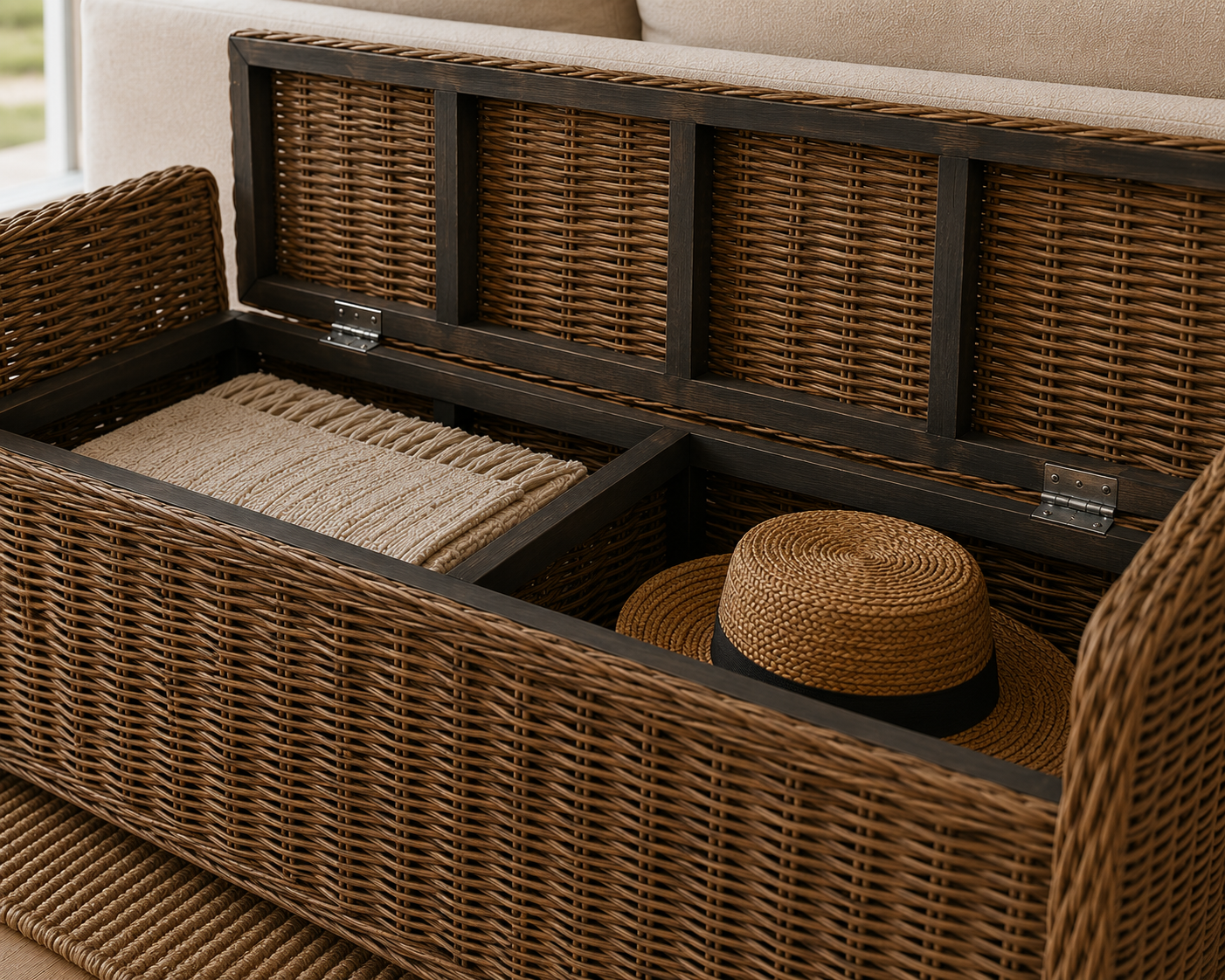 Key Largo Rattan Storage Bench