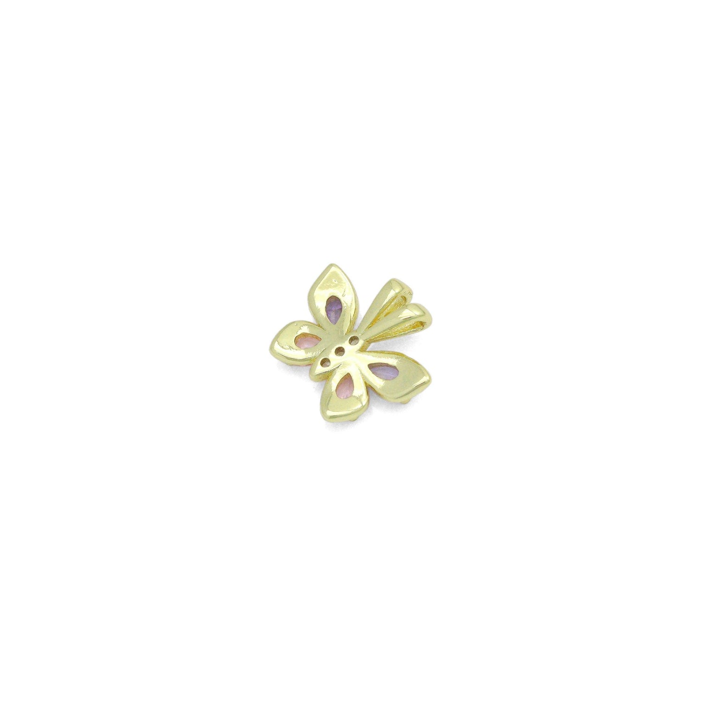 Pink Purple Crystal Gold Butterfly Charm Pendant,Sku#LK1210