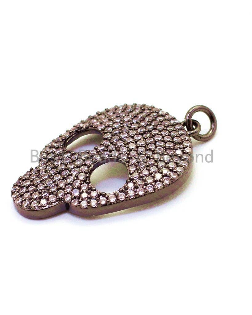 CZ Micro Pave Skull Charm Beads, Cubic Zirconia Charms, CZ Hollow Pendant for Bracelet/Necklace, Halloween Pave,18x31mm, sku#F41/F381/BY006