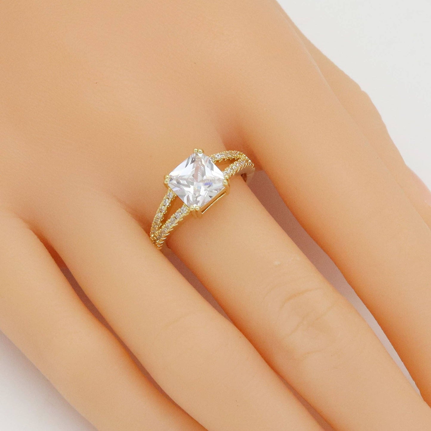 Big Clear Square CZ Gold Adjustable Ring, Sku#LX479