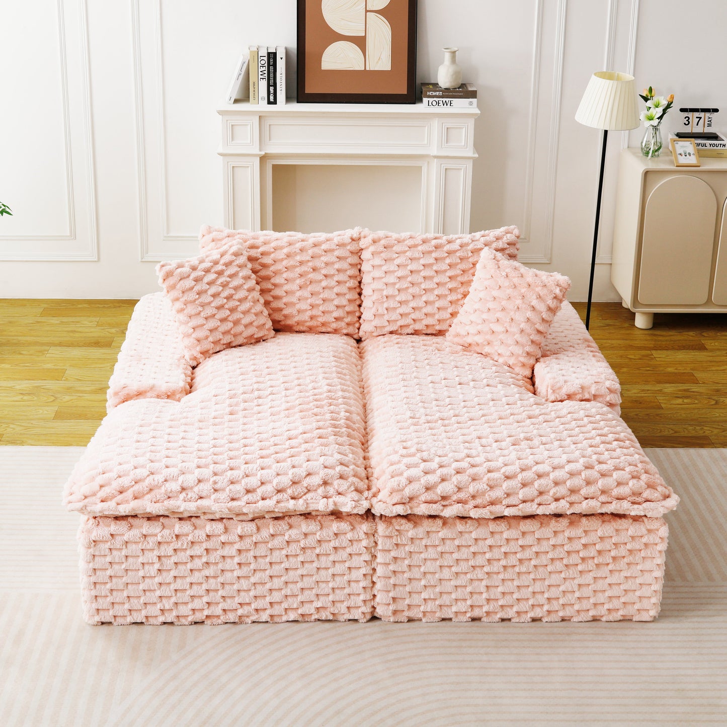 Pink Turtle Velvet Double Chaise Lounge