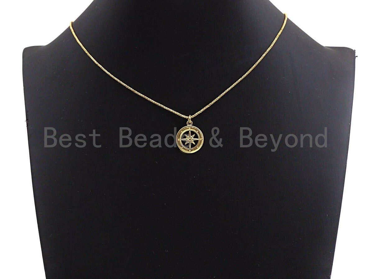 Hollow out North Star Compass Coin Pendant, Sku#Z432