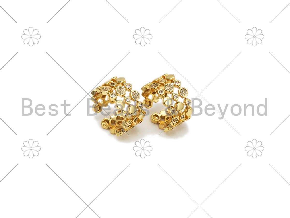 CZ Hexagon Patten Adjustable Ring, Sku#X245