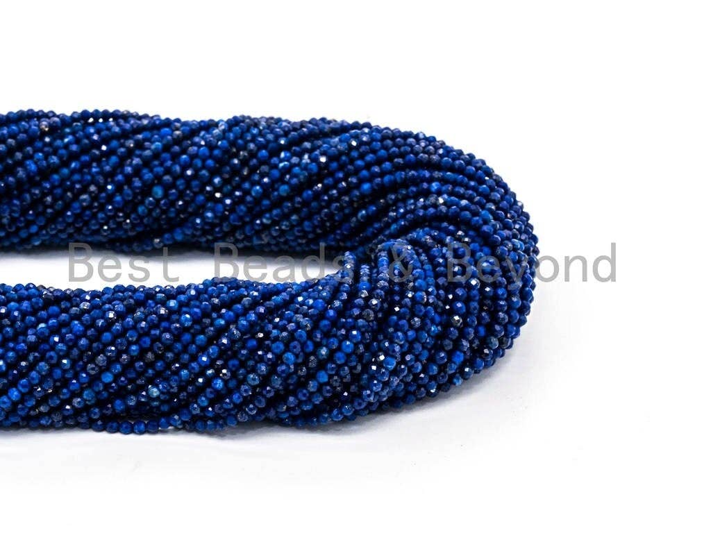 High Quality Natural Lapis Round Faceted beads, 2mm/3mm/4mm/5mm Round Lapis Gemstone Beads, 15.5inch strand, SKU#U75