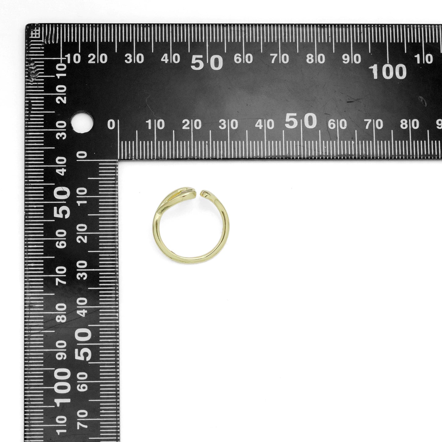 Gold Heart whale tail Adjustable Ring, Sku#LX651