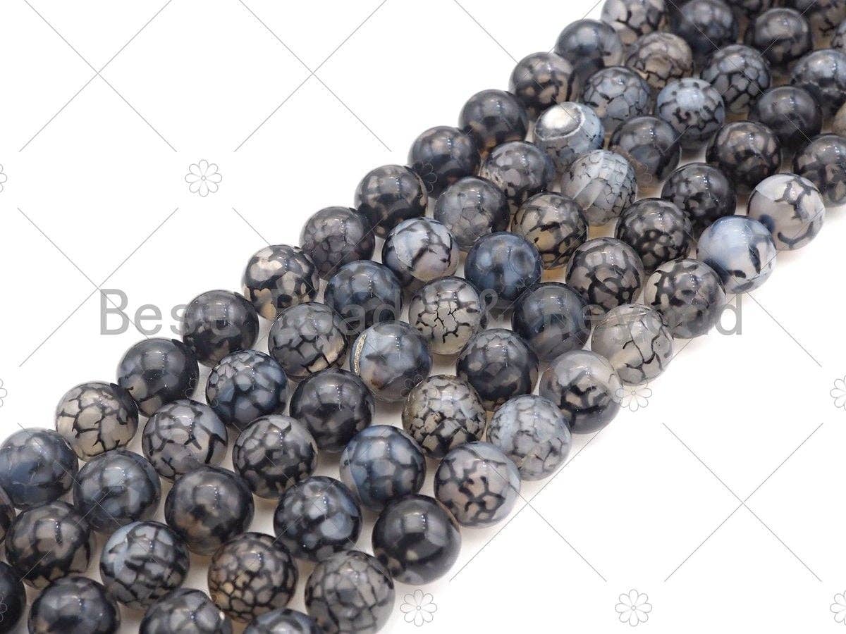High Quality Black Fire Agate Beads, Dragon Vein Agate, SKU#UA151