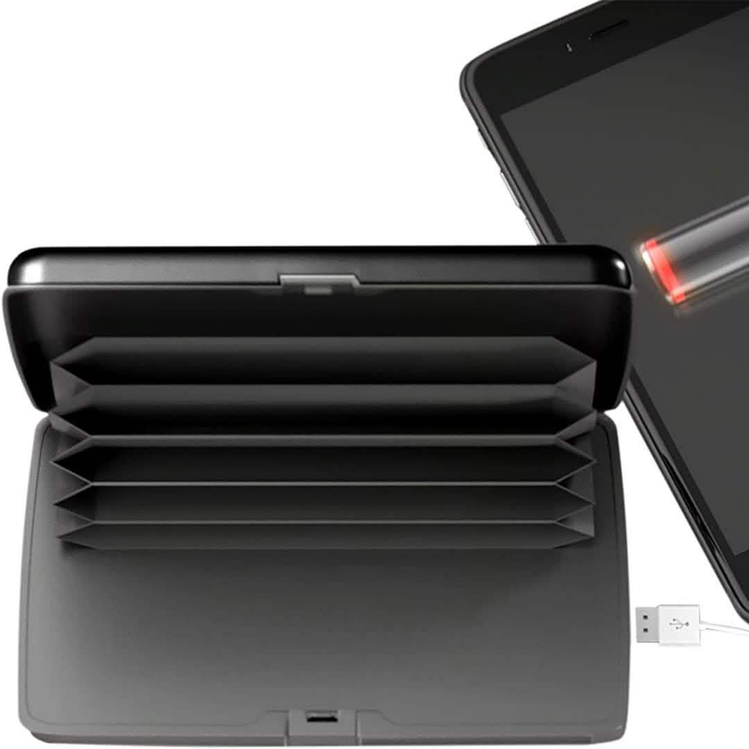 eCharge Wallet Deluxe : batterie externe portable et étui pour cartes de crédit
