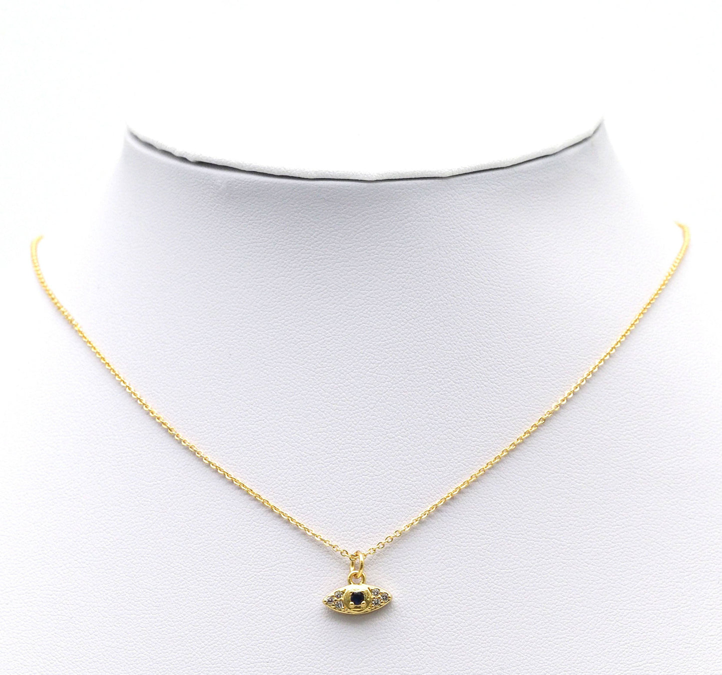 Gold CZ Pave Blue Evil Eye Charm, Sku#LK716