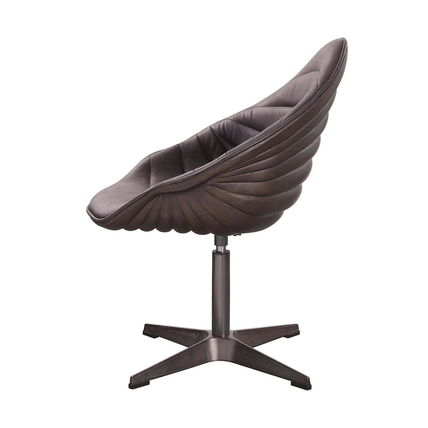 Pipino Antique Ebony Top Grain Leather Accent Chair with Swivel