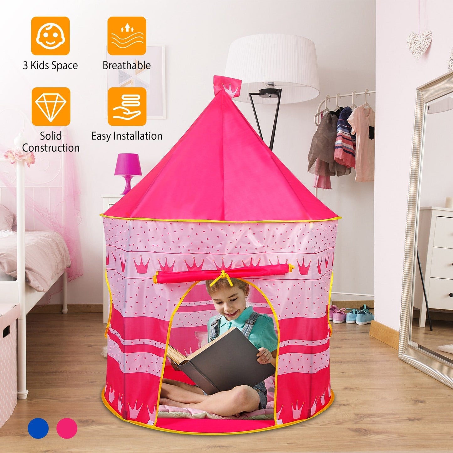 Kids Play Tent Foldable Pop Up Portable Playhouse